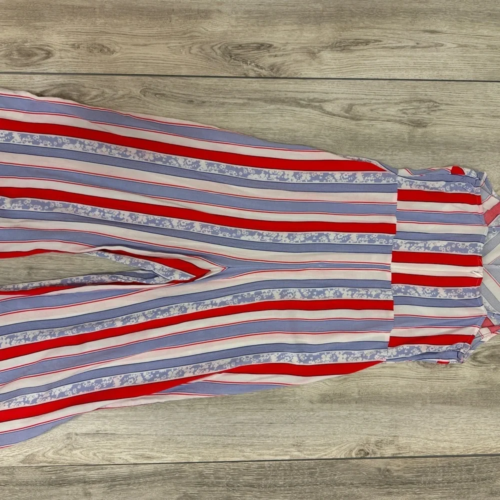 Express women’s size 8 jumpsuit red white and blue